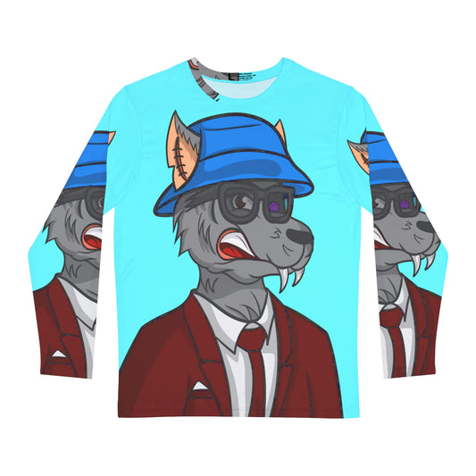 Wolf Maroon Business Suit Werewolf Men's Long Sleeve AOP Shirt