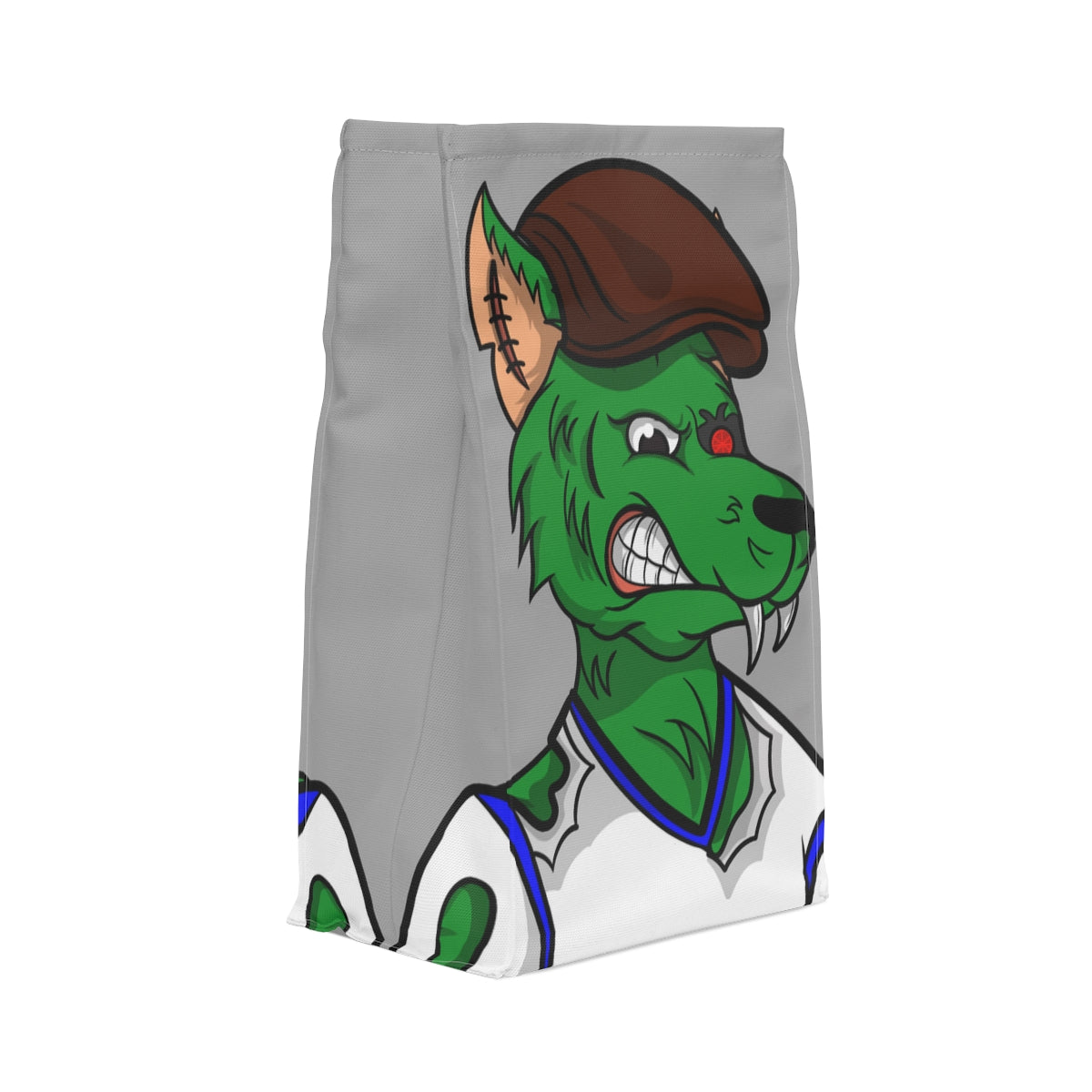 Wolf Green Fur Flat Cap Hat Polyester Lunch Bag