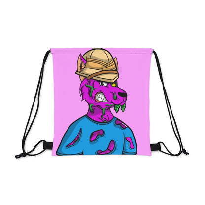 Cyborg Werewolf Ripped Blue Shirt Purple Fur Outdoor Drawstring Bag