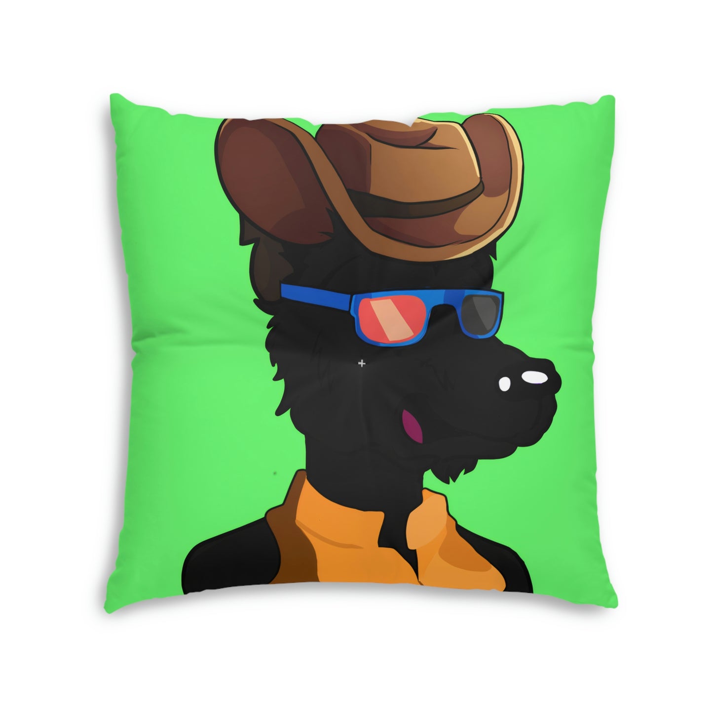 Cowgirl Wolf Cyborg Wolve Tufted Floor Pillow, Square