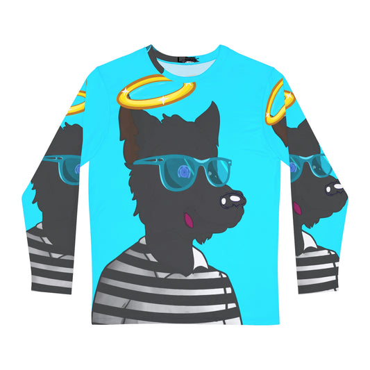 Cyborg Wolve Angel Halo Striped Shirt Glasses Wolf Men's Long Sleeve AOP Shirt