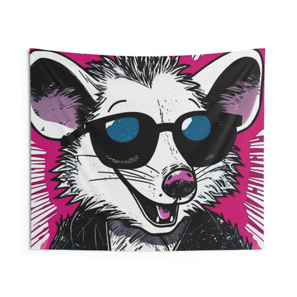 Retro Happy Opossum Graphic Indoor Wall Tapestries