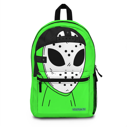 Máscara de hockey blanca visitante alienígena verde Mochila 