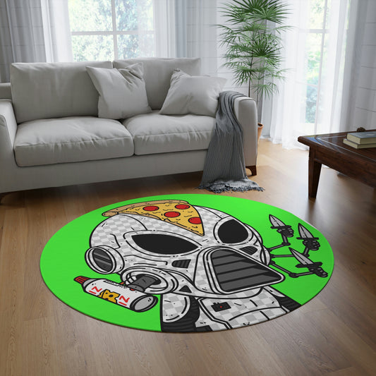 Knive Peppe Pizza Viz Wiz Armored White Future Alien Cyborg Machine Visitor Round Rug - Visitor751