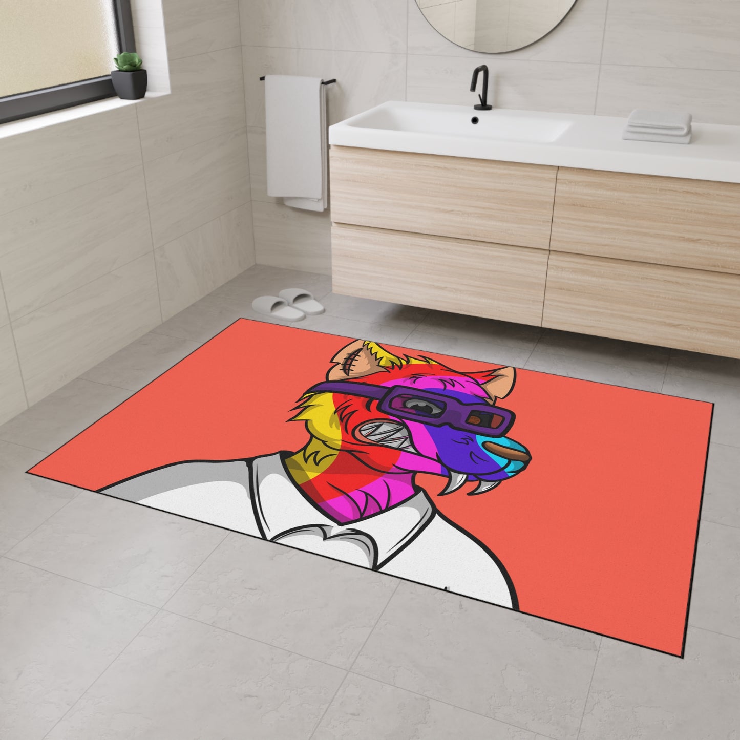 Tiedye Alien Character Anime Cartoon Heavy Duty Floor Mat