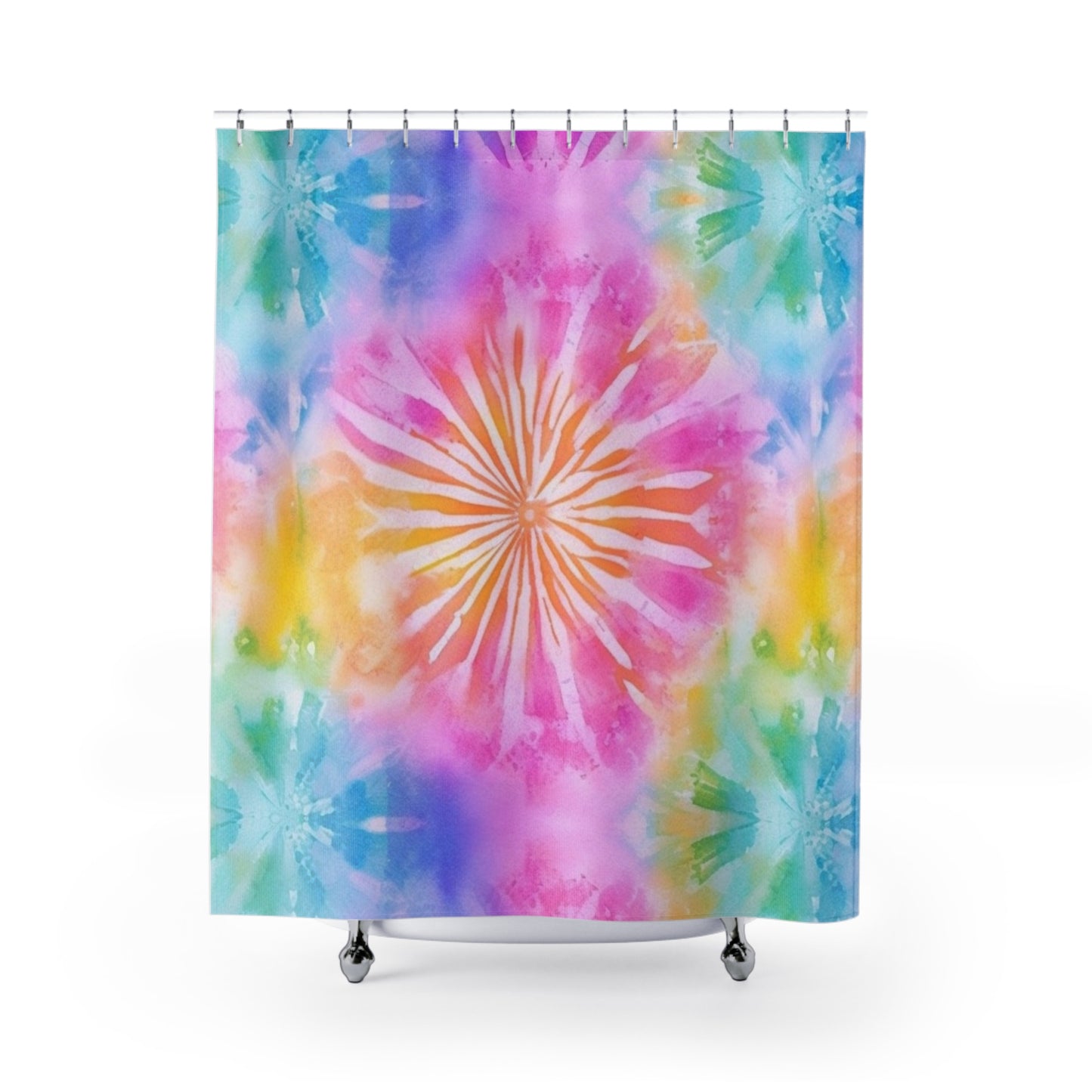 Boho Beach Vibe Pastel Hues Tie-Dye Pattern Design Shower Curtains