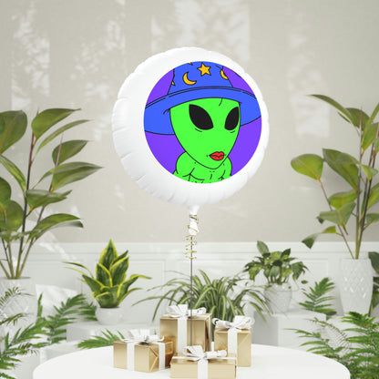 Blue Wizard Hat Alien Muscle Lipstick Green Visitor Mylar Helium Balloon