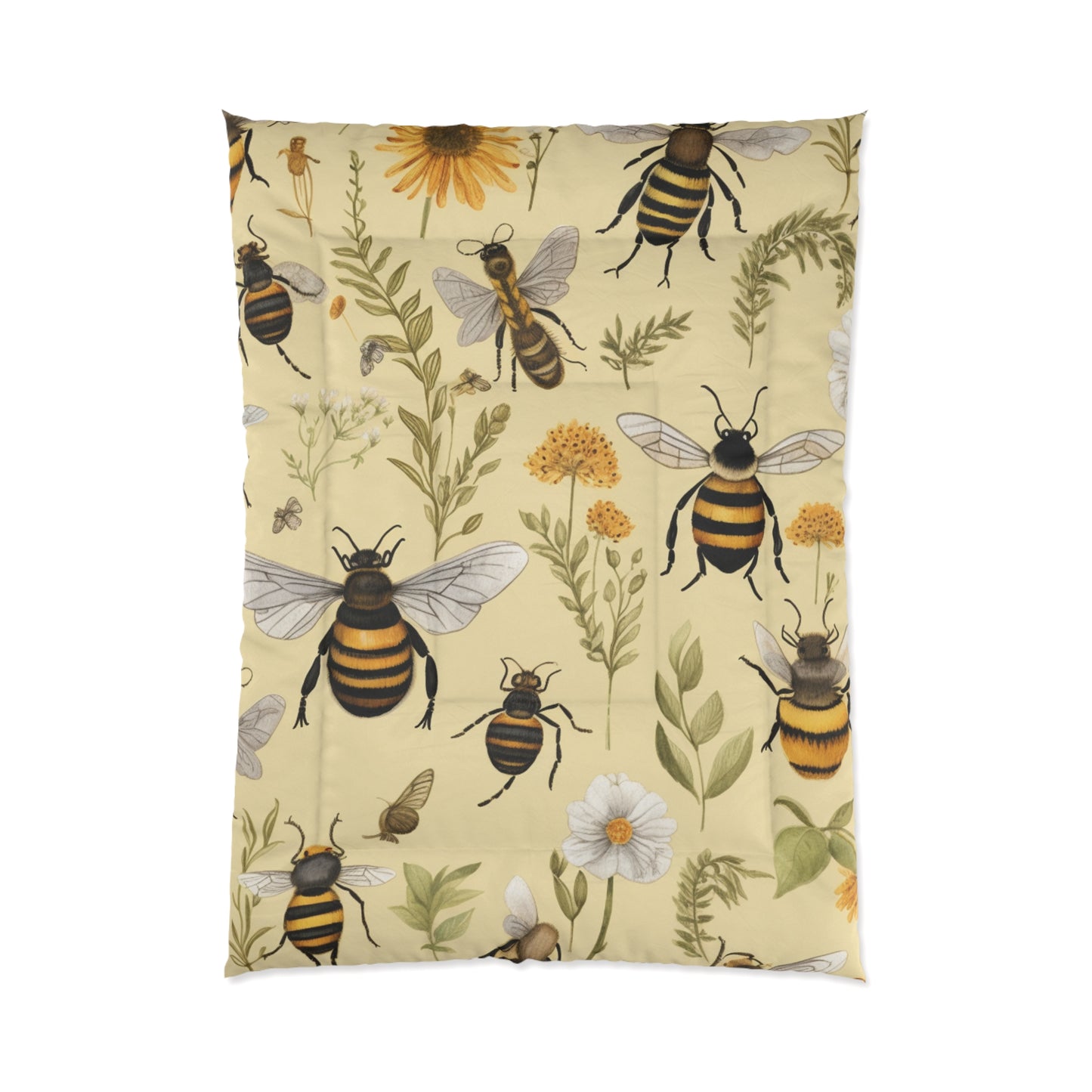 Whimsical Bees & Honeycombs Nature-Friendly Pattern Design Comforter