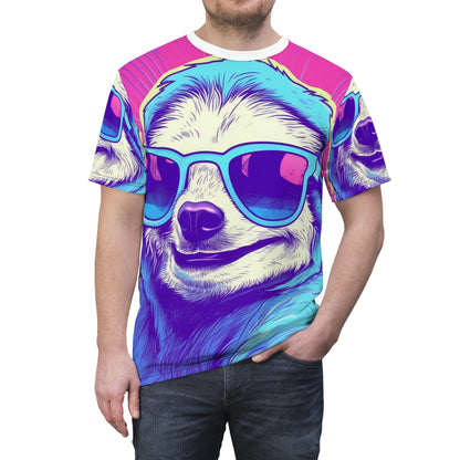 Space Sloth Retro Animal Style Unisex Cut & Sew Tee (AOP)