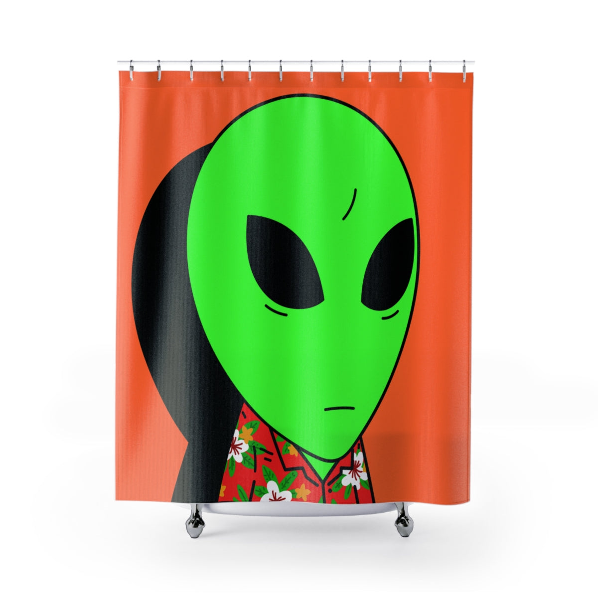 Cortinas De Ducha Camisa hawaiana Sombra de visitante extraterrestre verde