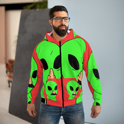 Fake Alien Desiguise AOP Unisex Zip Hoodie