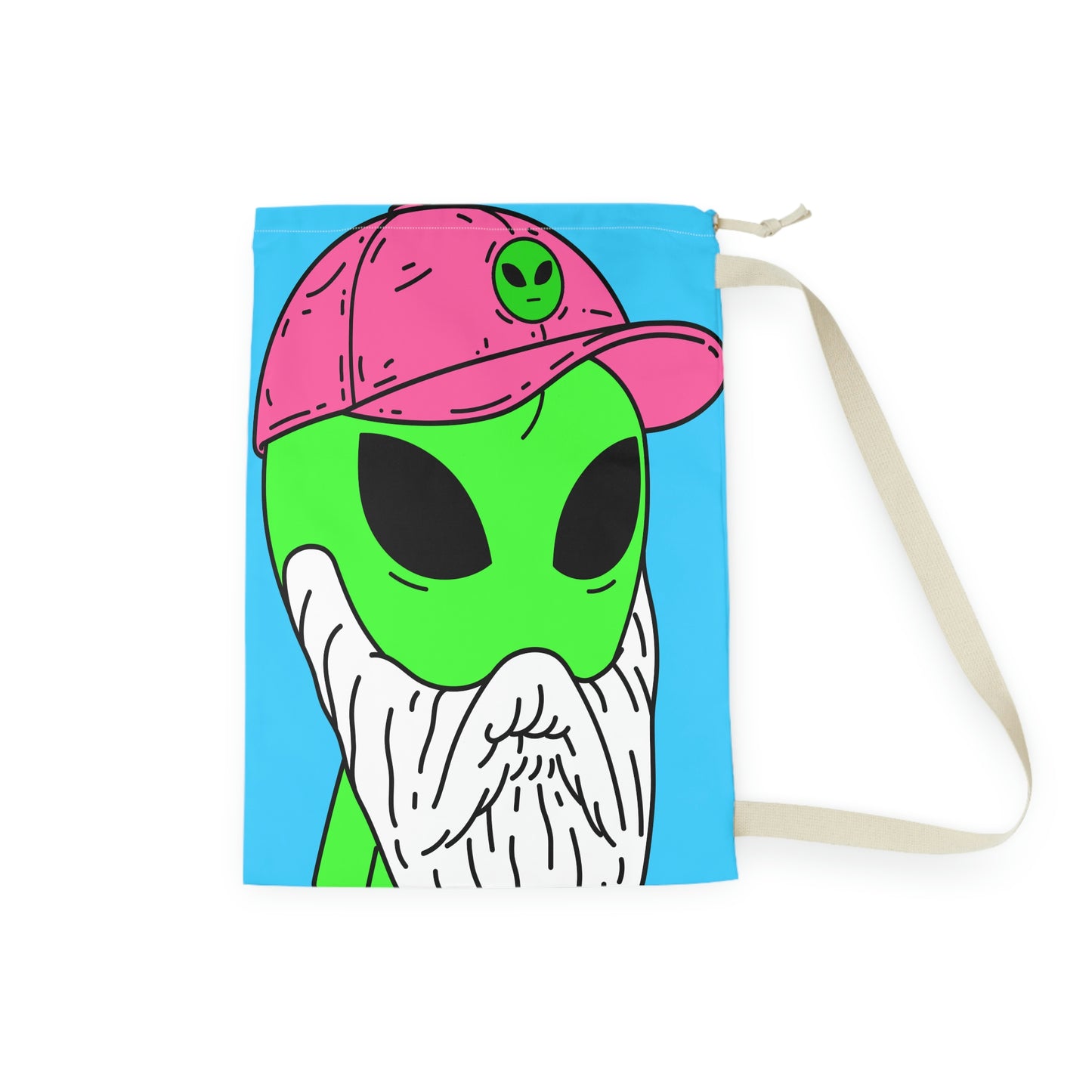 Alien Old Man Wizard Beard Visitor Cartoon Laundry Bag