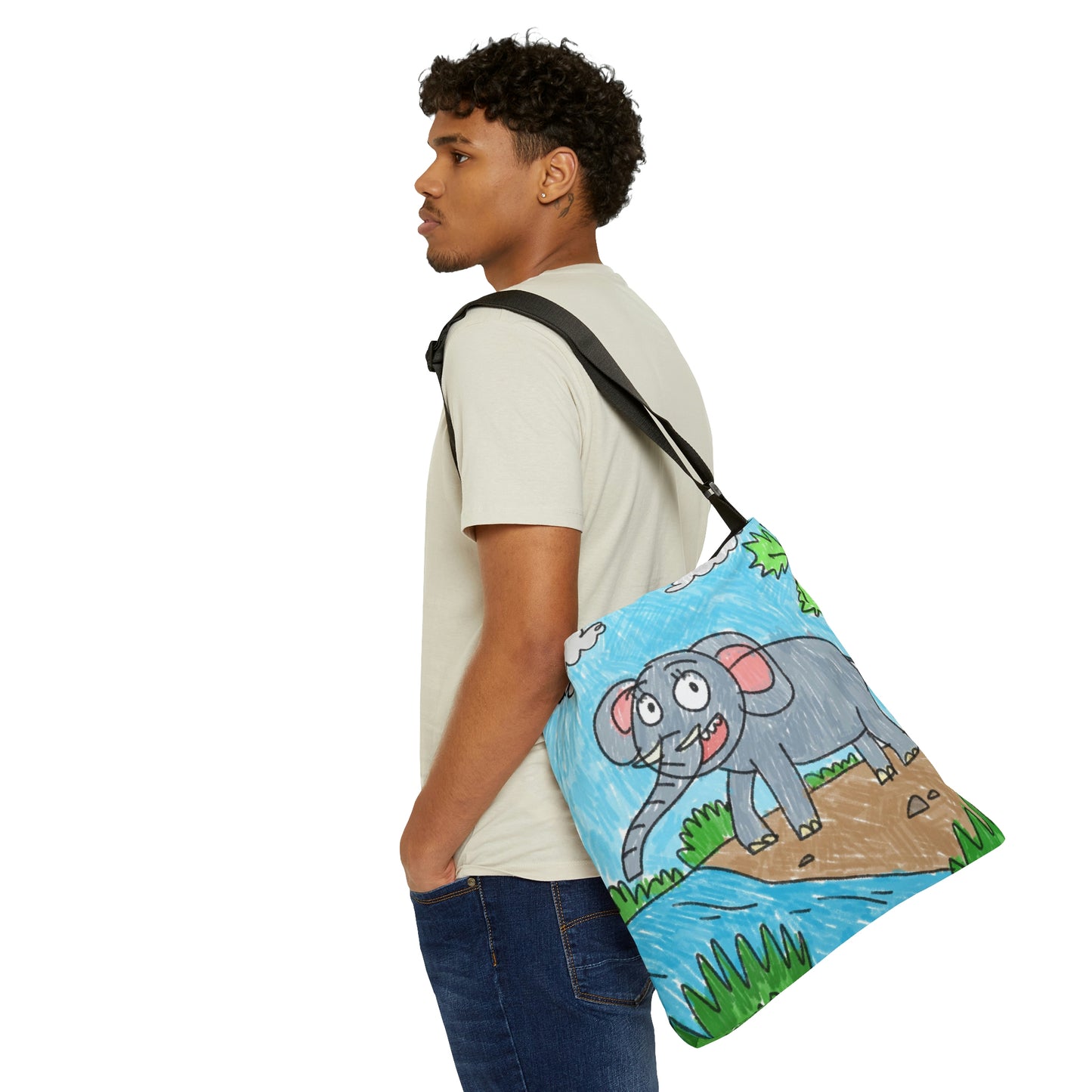 Elefante Elephant King Safari Animal Adjustable Tote Bag (AOP)