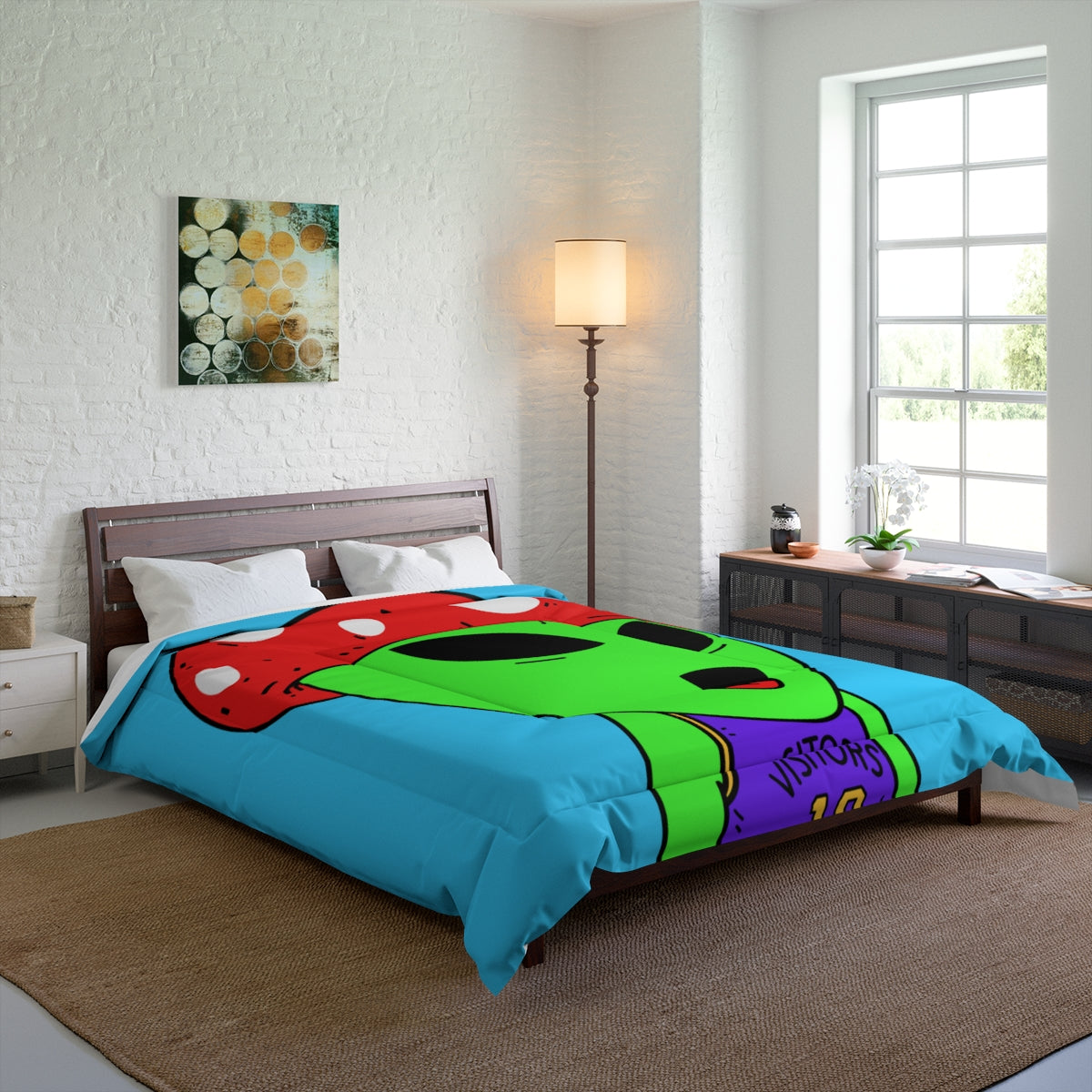 Red Mushroom Head Green Alien Purple Visi sport Jersey Visitor Bed Comforter