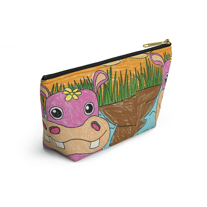 Hippo Hippopotamus Animal Creature Graphic Accessory Pouch w T-bottom