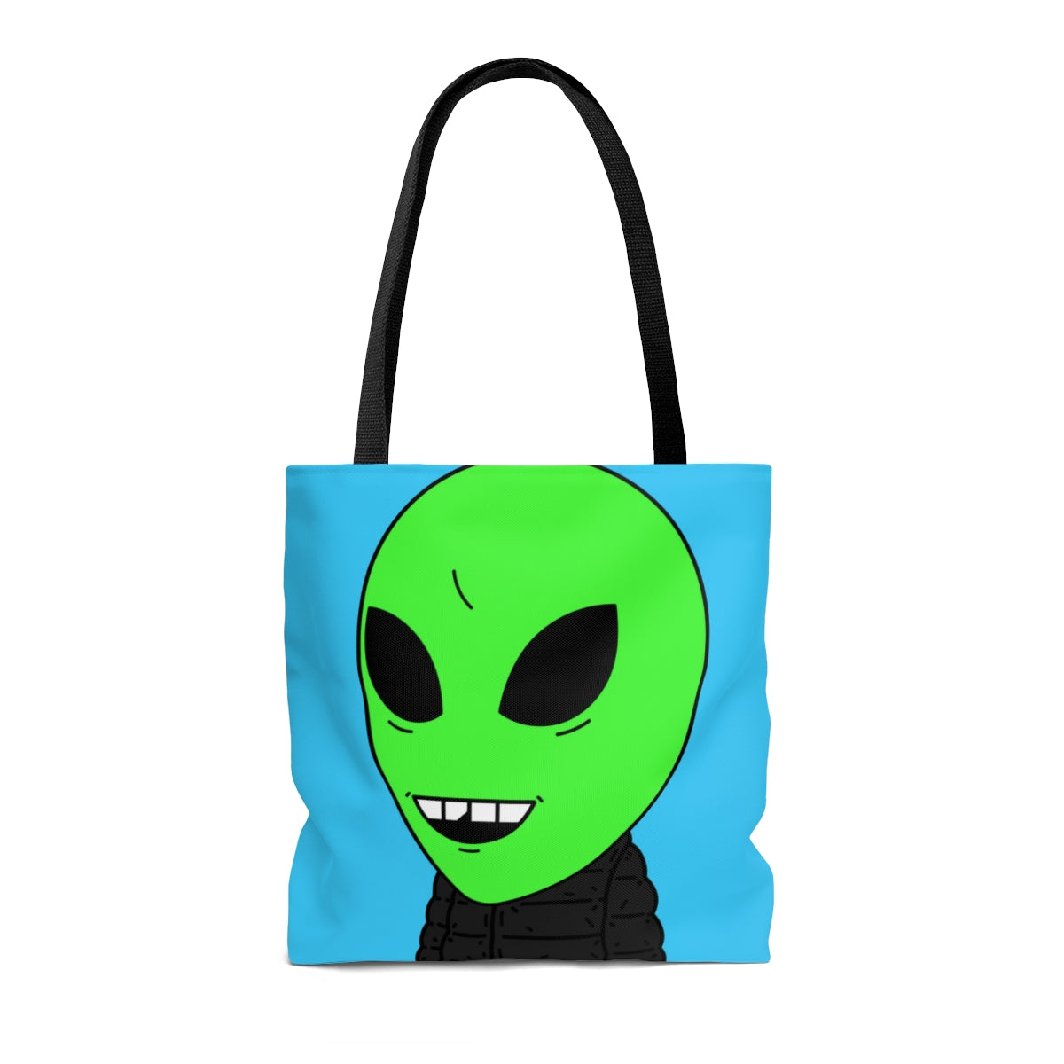 Green Apple Chipped tooth Visitor Smiling Puffy Jacket AOP Tote Bag