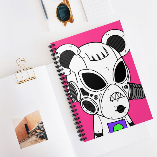 Armored White Mouse Ears Future Alien Cyborg Machine Visitor Spiral Notebook - Ruled Line