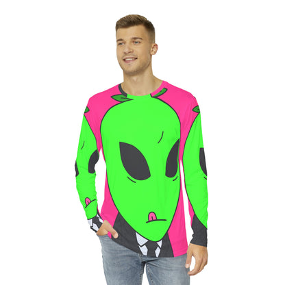 Apple Green Alien Teacher Professor Men's Long Sleeve AOP Shirt