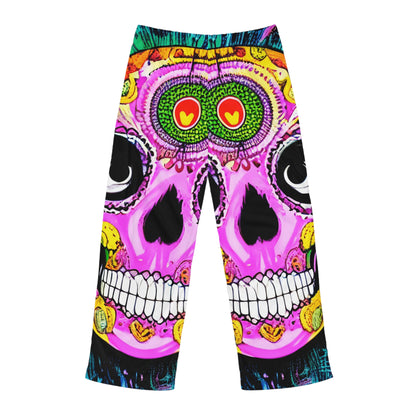 Trippy psychedelic Skull Skeleton Head Face Men's Pajama Pants (AOP)