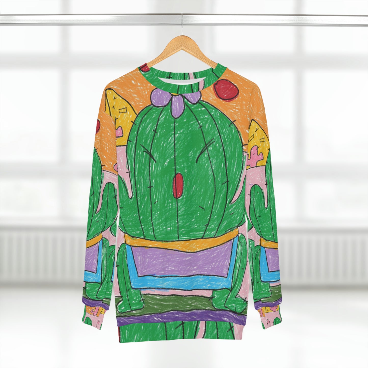 Sudadera unisex Desert Cactus Sumo Wrestler Graphic AOP