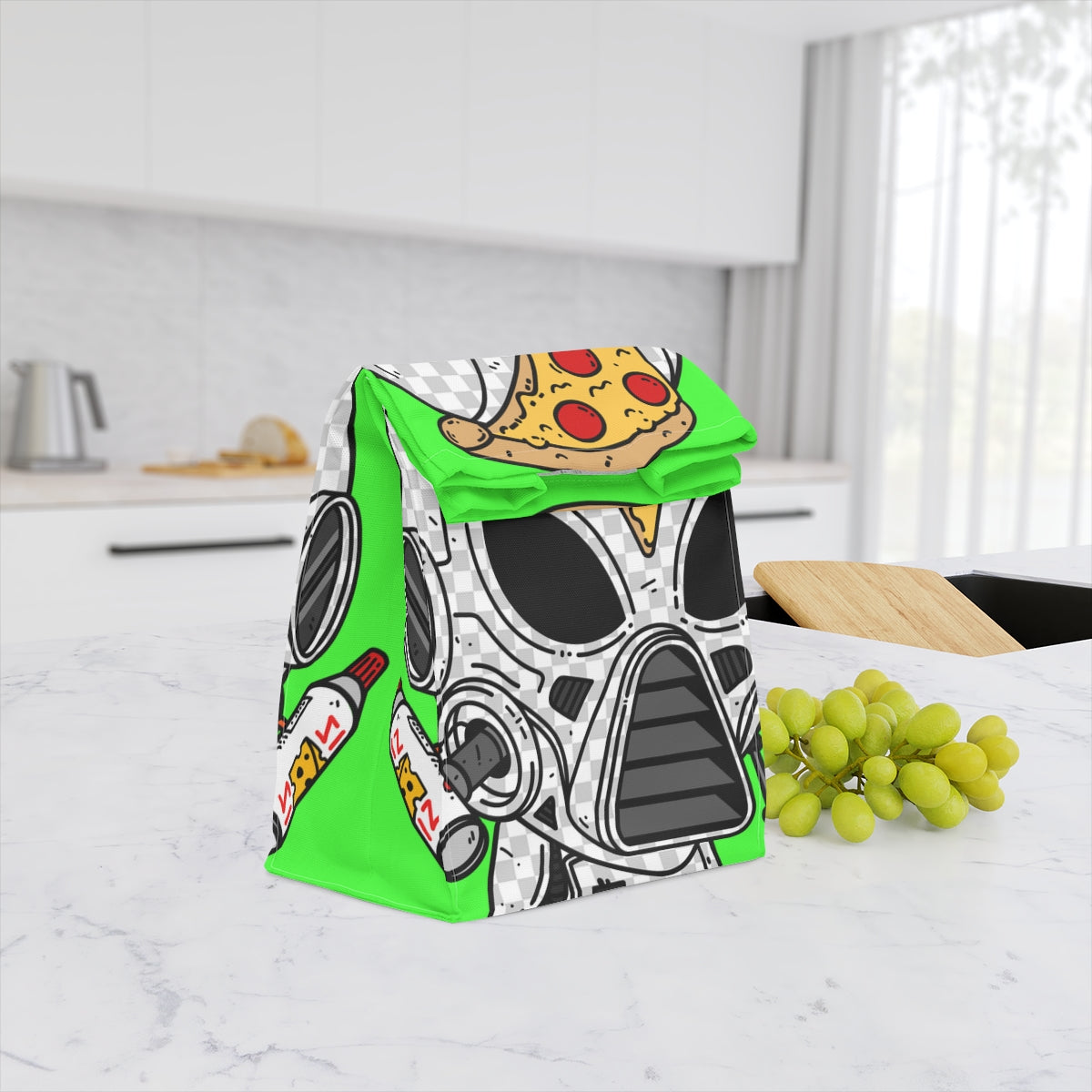 Knive Peppe Pizza Viz Wiz Armored White Future Alien Cyborg Machine Visitor Polyester Lunch Bag