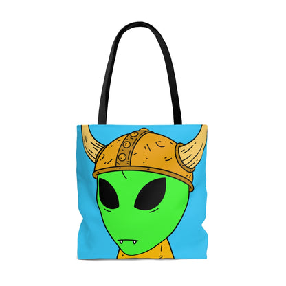 Viking Alien Visitor Sci fi Space Characer Cartoon AOP Tote Bag