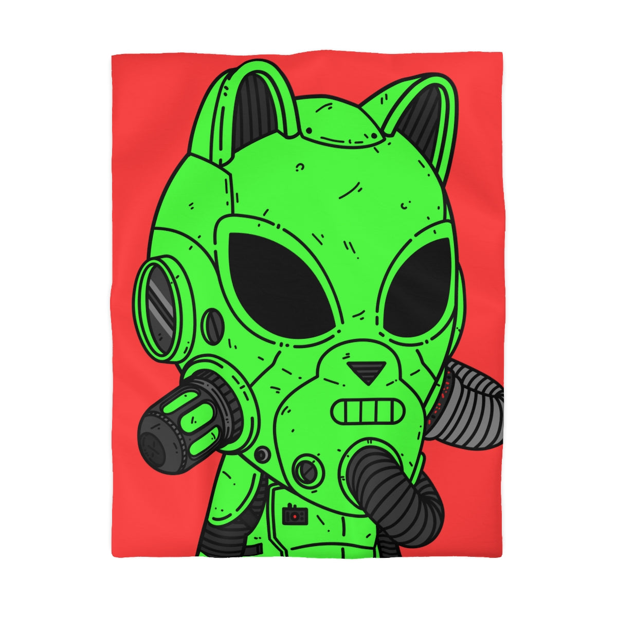 Cat Ears Armored Green Future Alien Cyborg Machine Visitor Microfiber Duvet Cover