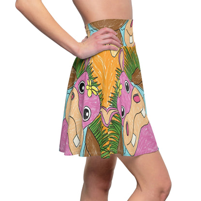 Hippo Hippopotamus Animal Creature Graphic Women's Skater Skirt