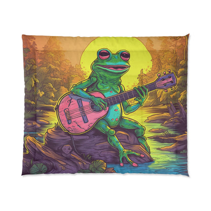 Pink Guitar Swamo Frog Outdoor Adventure Music Graphic Comforter