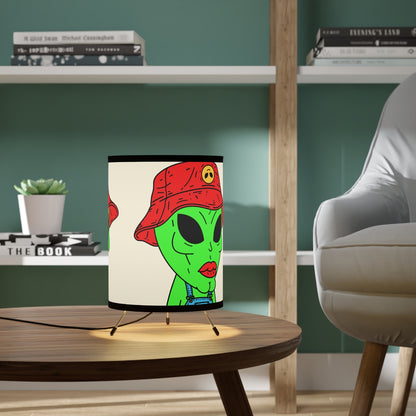 Space Visitor751 Structured Face Skeletal Alien Tripod Lamp with High-Res Printed Shade, US\CA plug