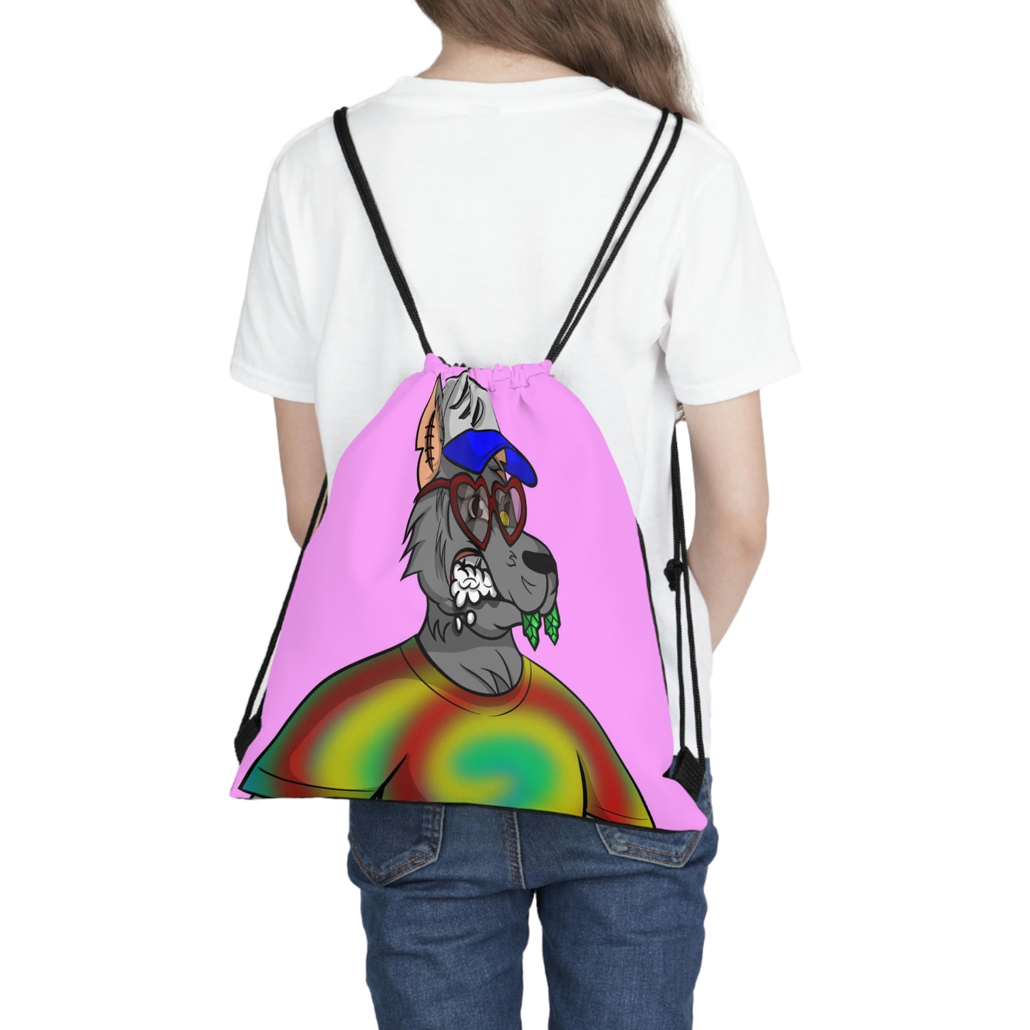 Valentine Heart Wolf Werewolve Tiedye Outdoor Drawstring Bag