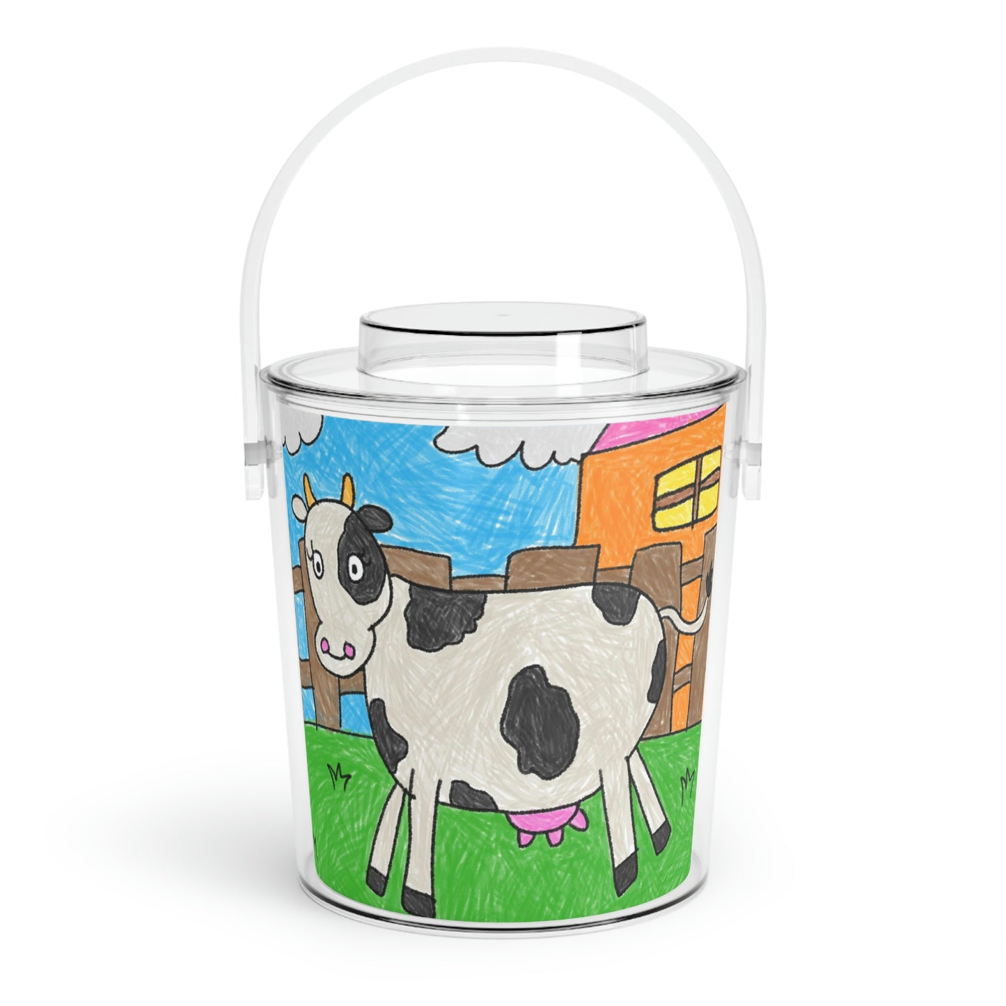 Cow Moo Farm Barn Animal Character Ice Bucket with Tongs