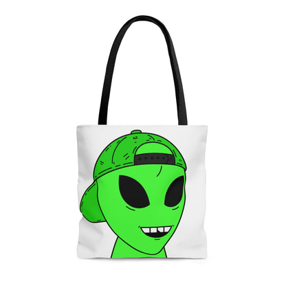 El visitante alienígena verde con sombrero AOP Bolsa de tela