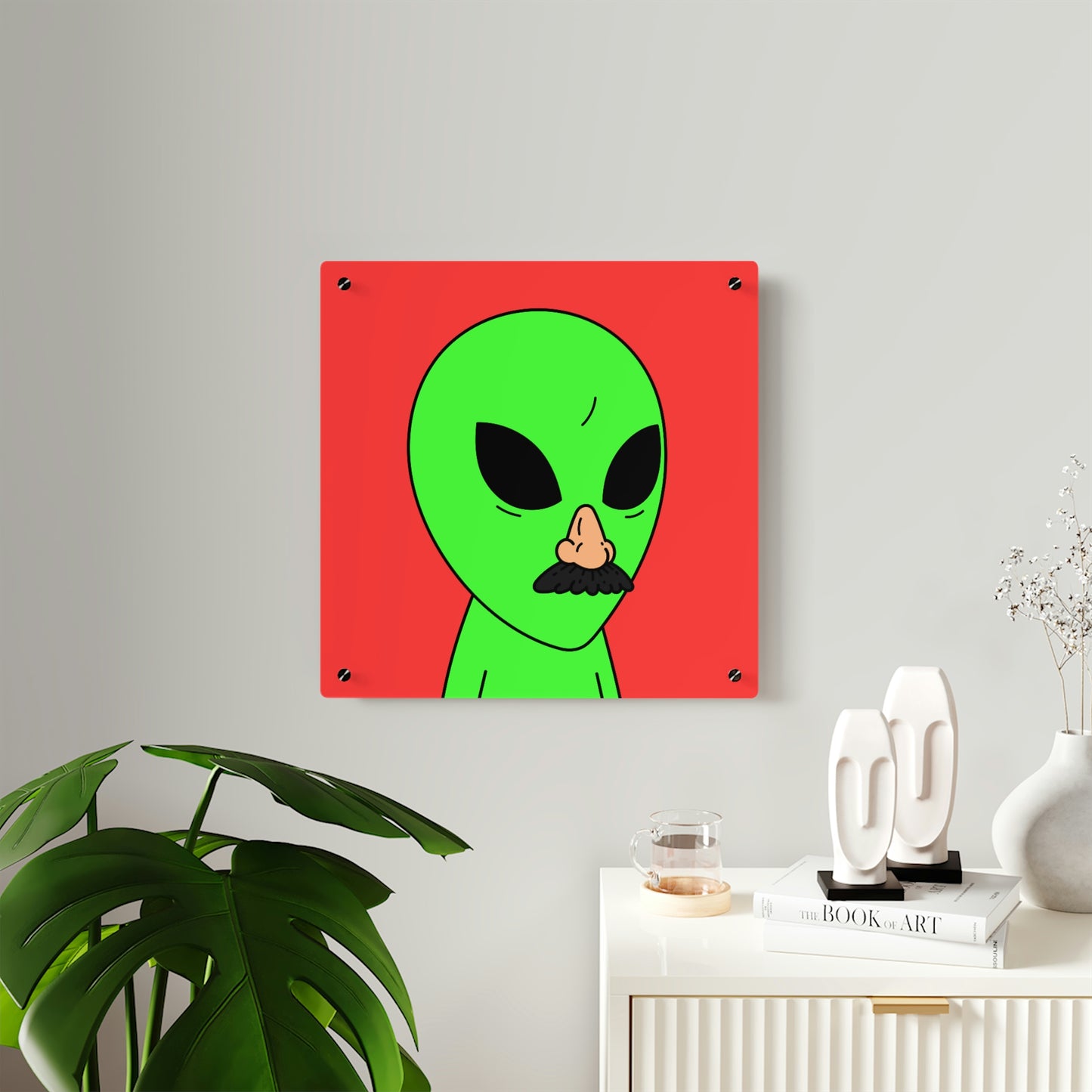 Green Visitor Alien Disguised Fake Nose Acrylic Wall Art Panels