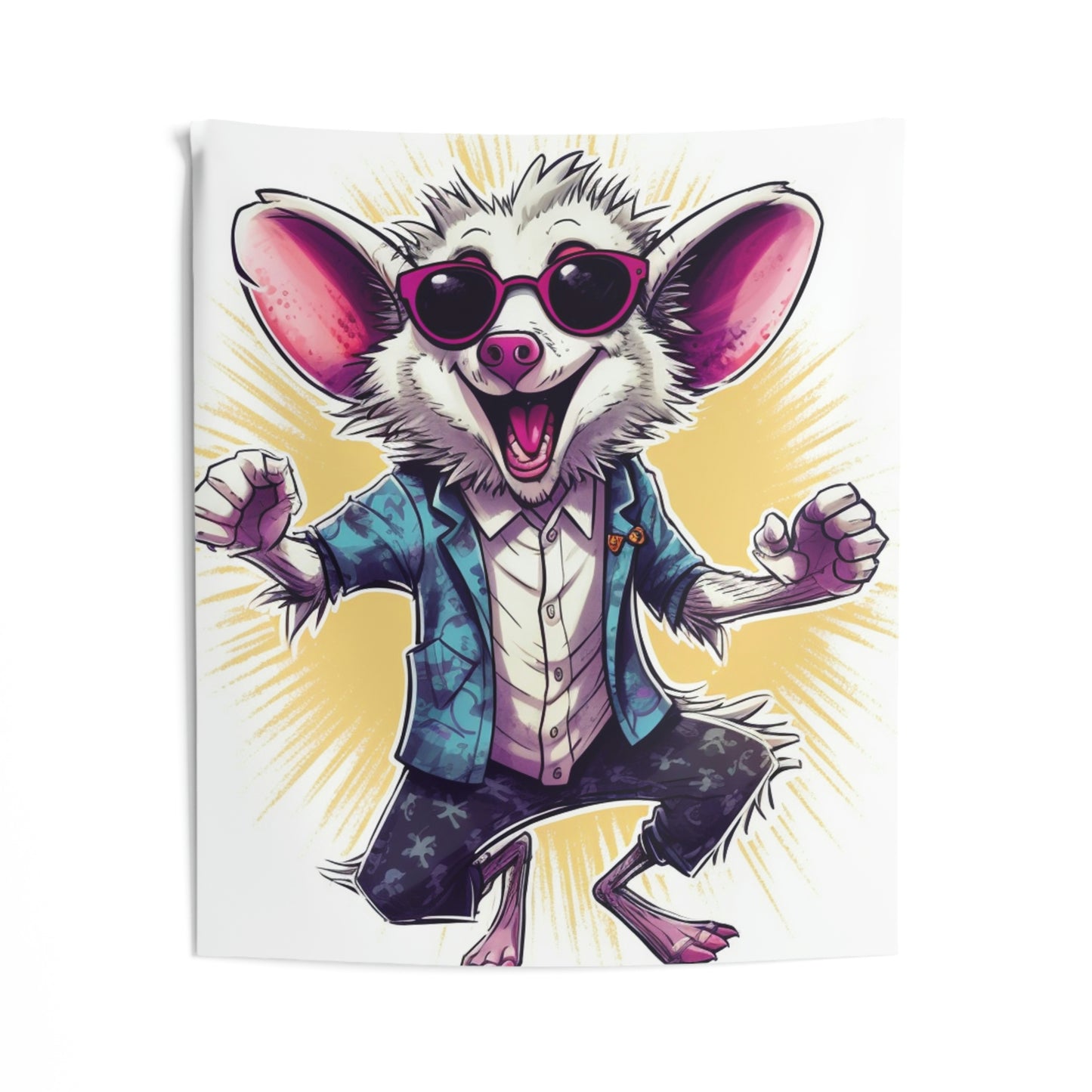 Joyous Opossum Cartoon Anime Design Indoor Wall Tapestries