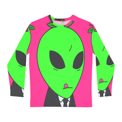 Apple Green Alien Teacher Professor Men's Long Sleeve AOP Shirt