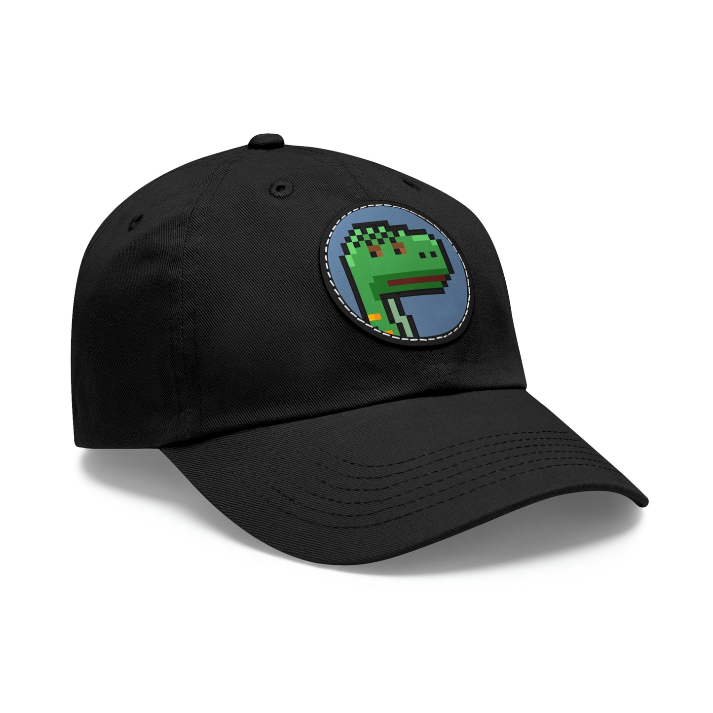 Dinosaur Dino Pixel Dad Hat with Leather Patch (Round)