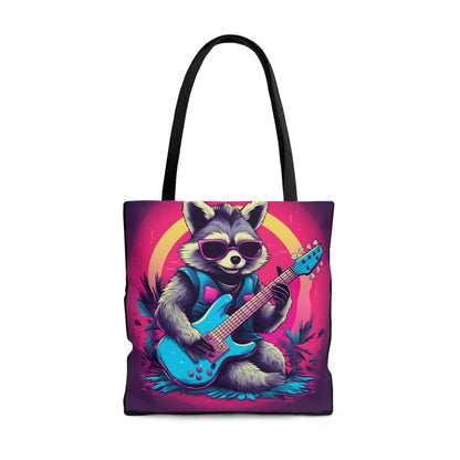 Guitar-Playing Raccoon: Furry Star of Rock Music Tote Bag (AOP)