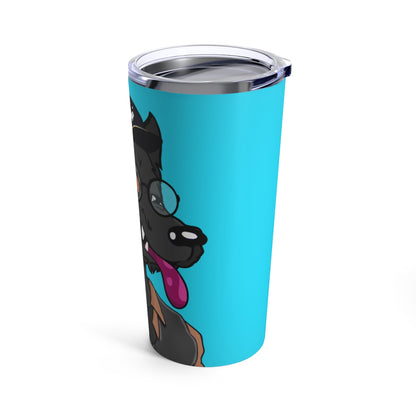 Cyborg Wolf Detective Tongue Out Round Glasses Tumbler 20oz