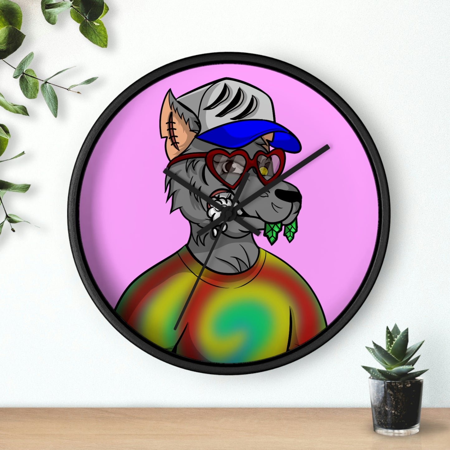 Valentine Heart Wolf Werewolve Wall clock