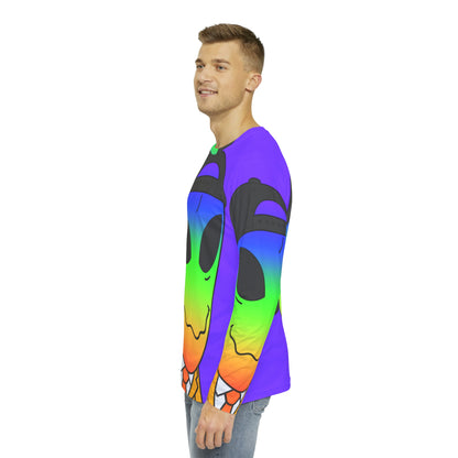 Rainbow Multi Color Visitor Gold Suit Visitor Men's Long Sleeve AOP Shirt