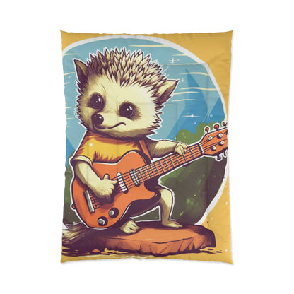 Hedgehog Guitar Band Musician Furry Cute Graphic Comforter