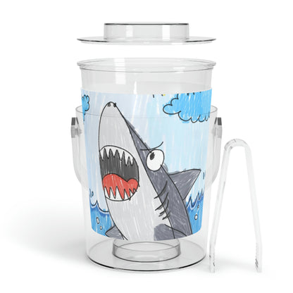 Shark Jaw Teeth Attack Ocean Sea Creature Ice Bucket with Tongs