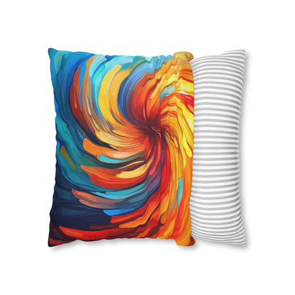 Vibrant Swirling Abstract Art - Unique and Colorful Spun Polyester Square Pillow Case