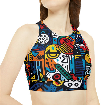 Street Art Inspired Bold Graffiti & Urban Motifs Design Sporty Bikini Set (AOP)