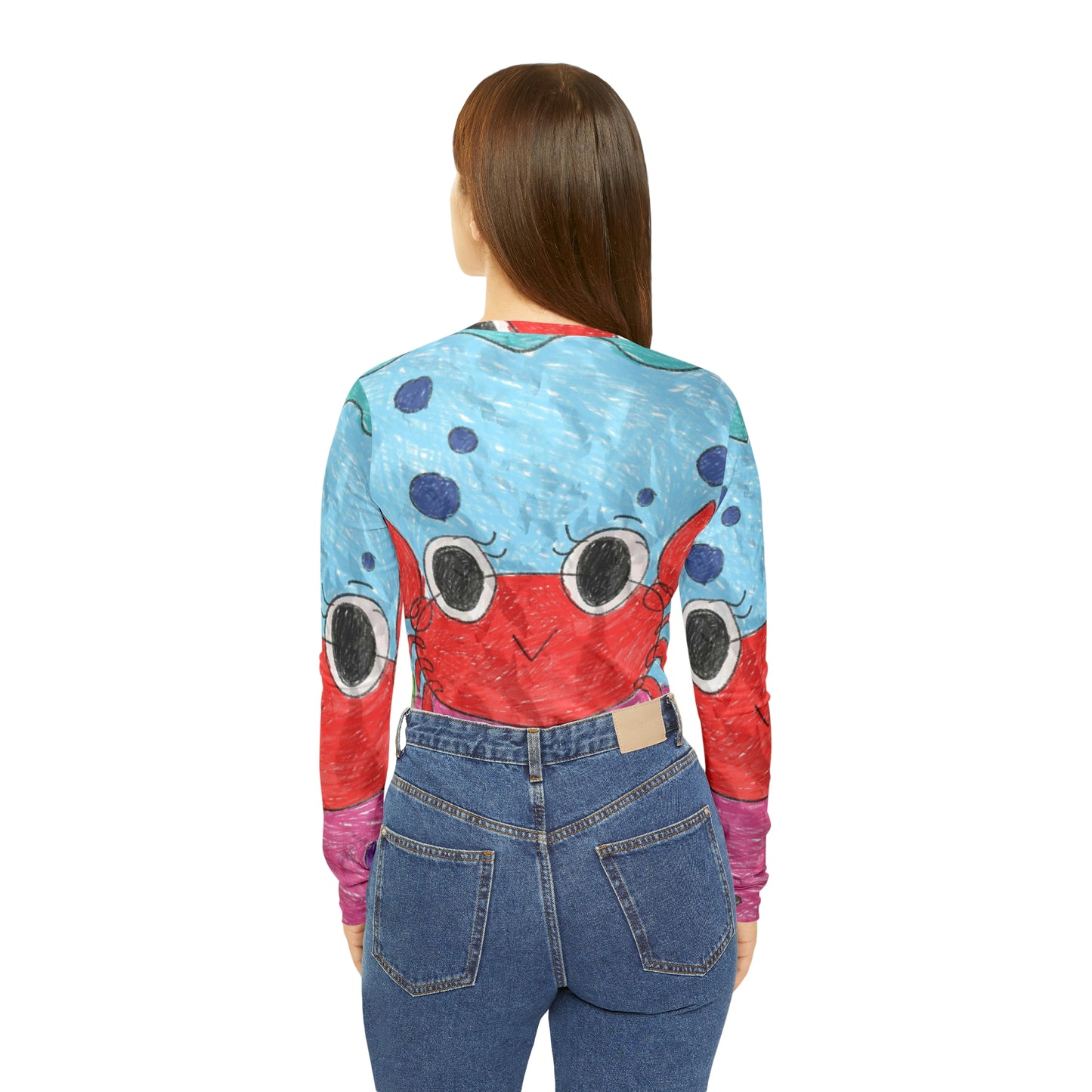 Camisa de manga larga con cuello en V para mujer Lobster Crab Graphic Sea Lovers 