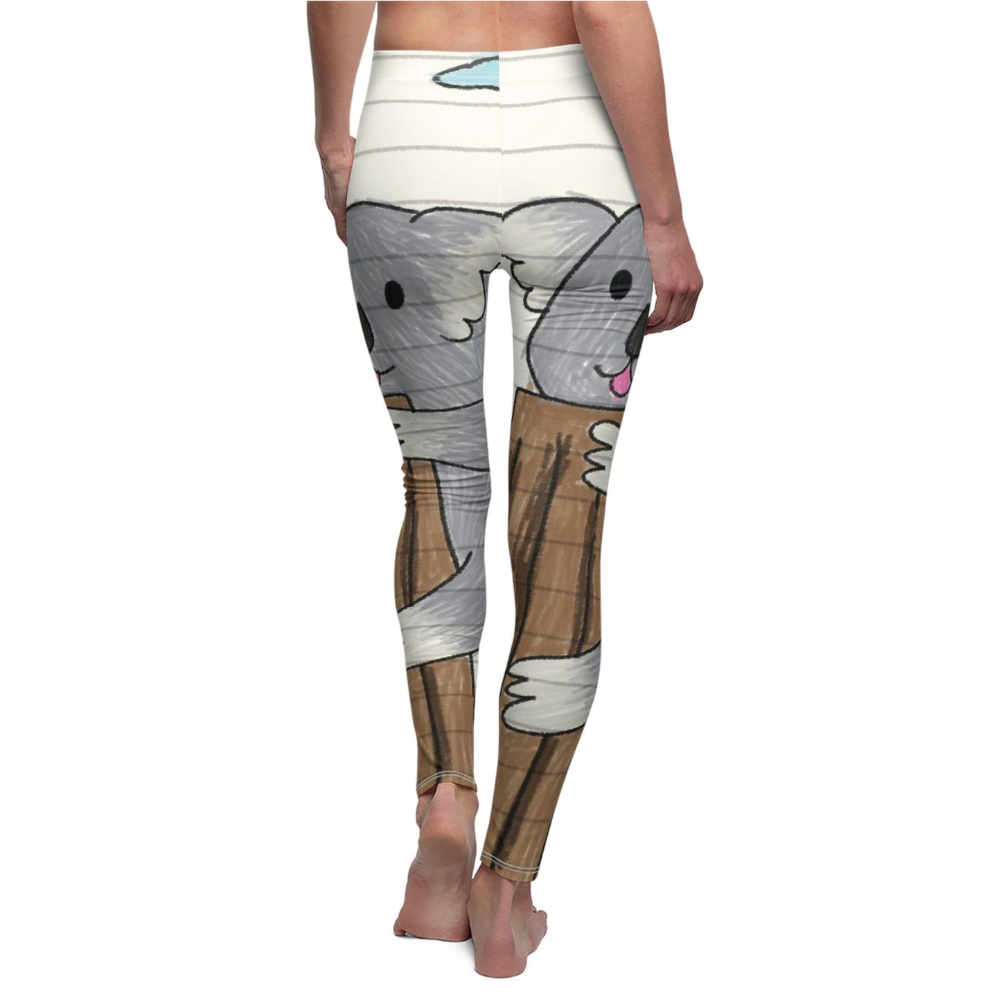 Koala Bear Animal Tree Climber Leggings casuales cortados y cosidos para mujer 