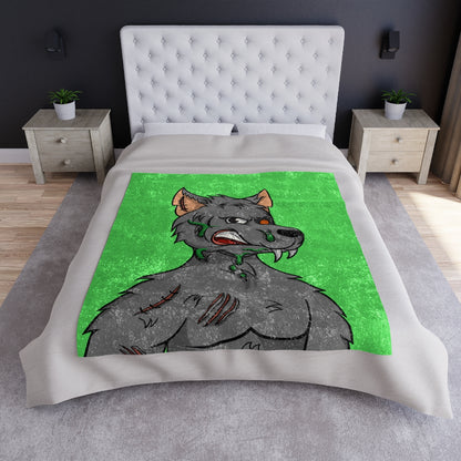 Wolf Grey Cyborg Animal Werewolve Crushed Velvet Blanket