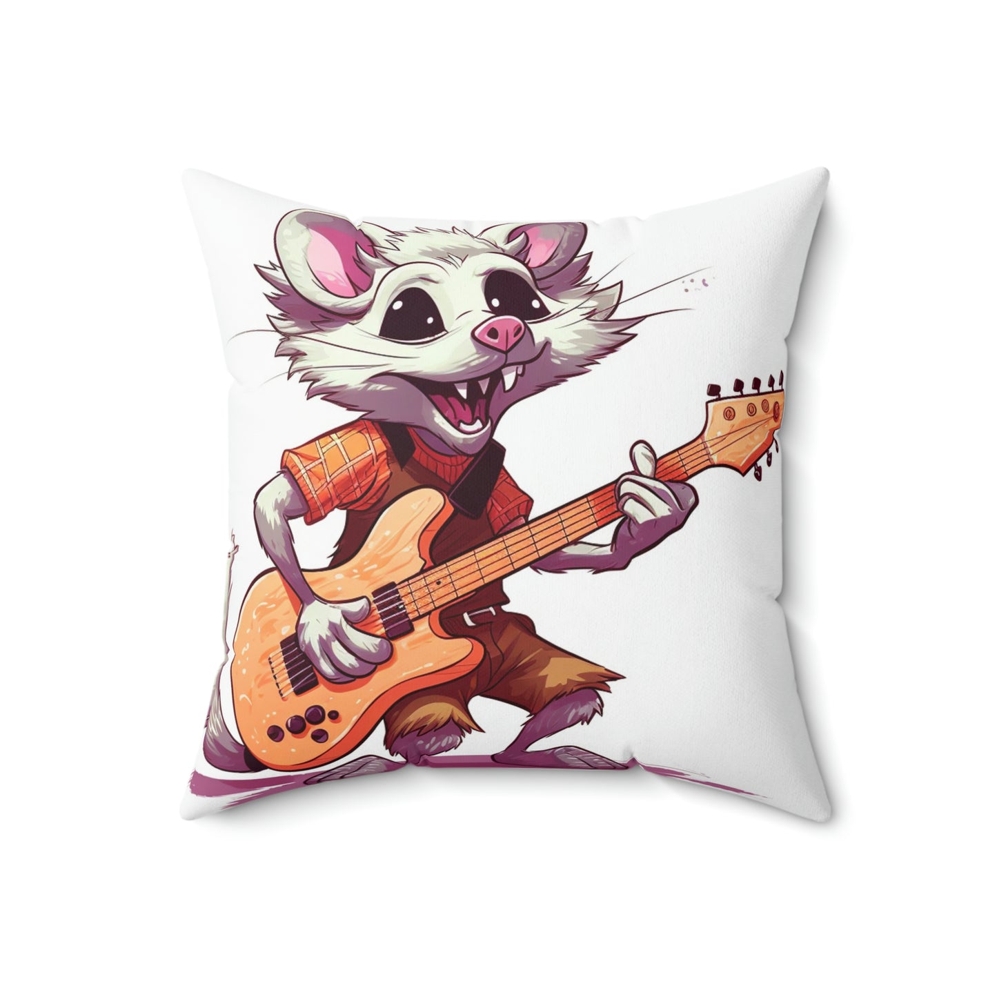 Opossum Musical Guitarist Graphic Spun Polyester Square Pillow