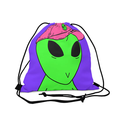 Green Alien V Face Pink Visi hat Visitor Outdoor Drawstring Bag